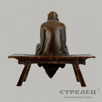 фото — миниатюрная бронзовая статуэтка бодхидхармы (дарума). япония